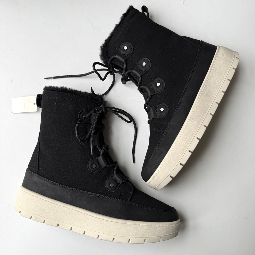 FALLS CREEK $70 New Womens 9 Black White Amelia Mid-Calf Lace Up Winter Boots 47